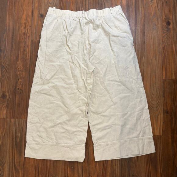 Joie Women’s 100% Linen Pants Size XL Oatmeal Cream Wide Leg Cropped Pull On - Picture 7 of 7